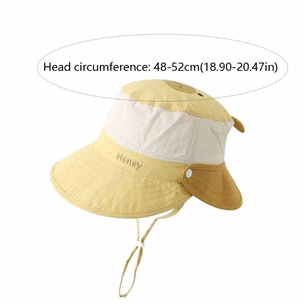Quick-dry Cartoon Animal Bucket Hat Detachable Letter Embroidery Summer Kid Sunhat Anti-UV Sun Hat Shading Hat