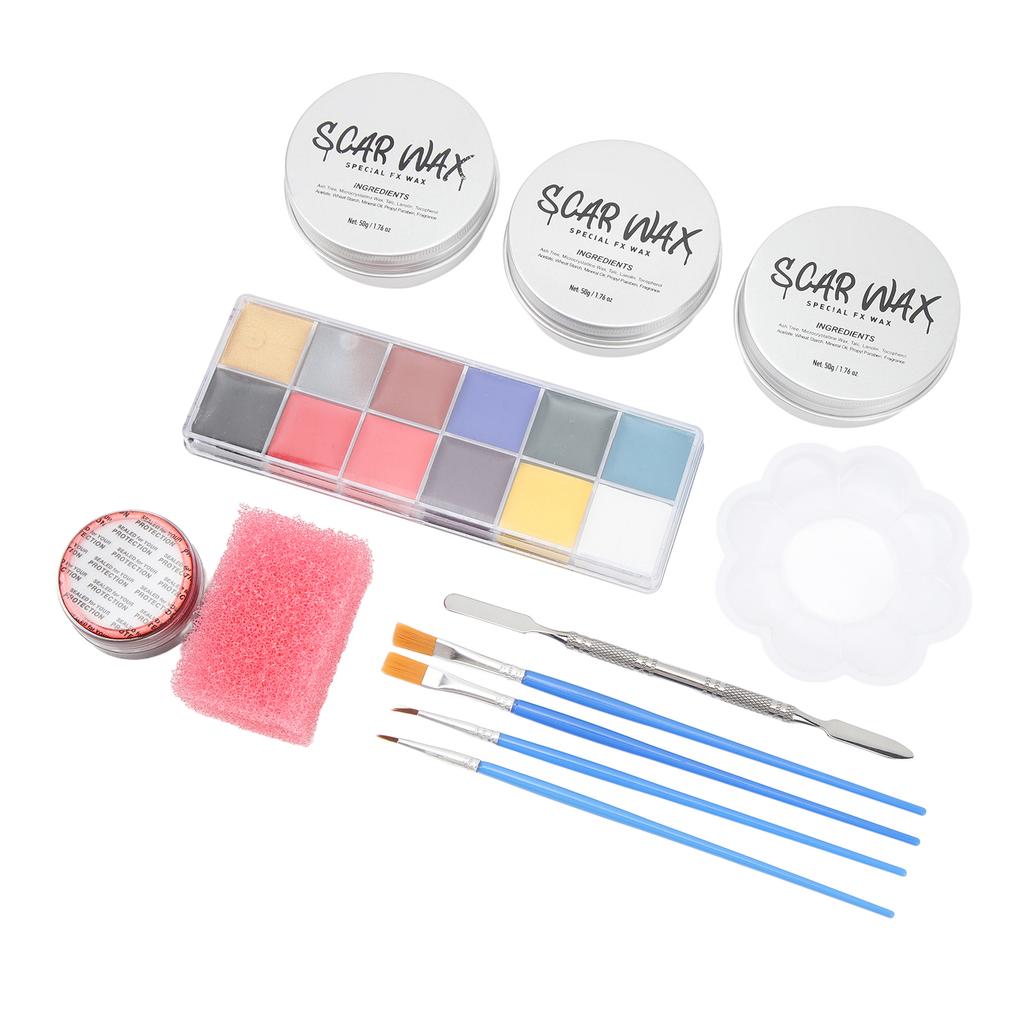 Makeup Scar Wax Kit Special Effects Fake Wounds Modeling Skin Wax with Blood for Halloween Party