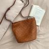 First Layer Cowhide Hand Woven Bag, New Light Retro Vacation Style Single Shoulder Bucket Bag, Women's Genuine Leather Crossbody Bag