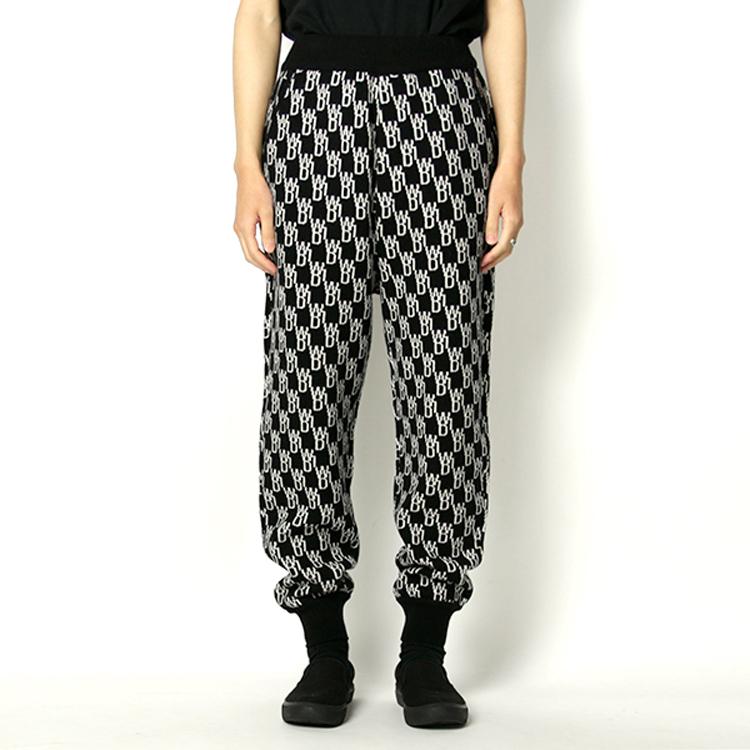 WE11DONE Black Logo Knit Jacquard Trousers Black Unisex Bottoms WD-KP9-20-102-U-BK
