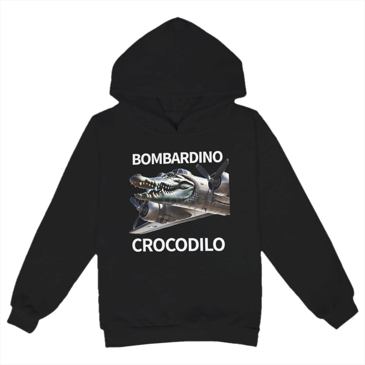 Italian Brainrot Graphic Hooded Shirt Bombardiro Crocodilo Funny Meme Kids Clothes Italian Brainrot Children s Clothing 100