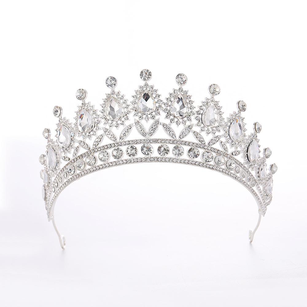 European and American Water Diamond Bride's Crown Hair Accessory Luxurious Wedding Court Baroque Gemstone Crown