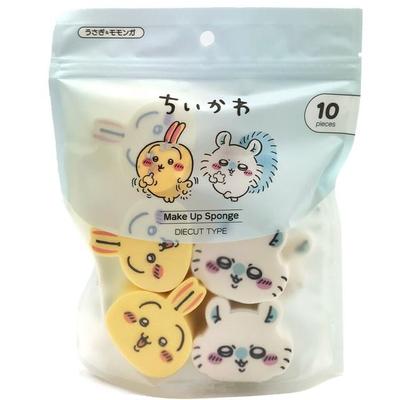 SHOBIDO - Éponge de Maquillage Découpée Chiikawa - Usagi & Momonga (Lot de 10)
