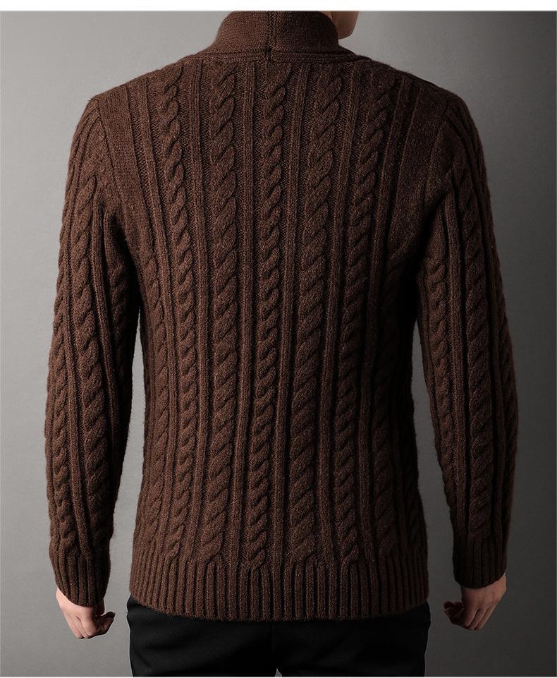 Maglione a coste con revers - Stile britannico, manica lunga per autunno e inverno