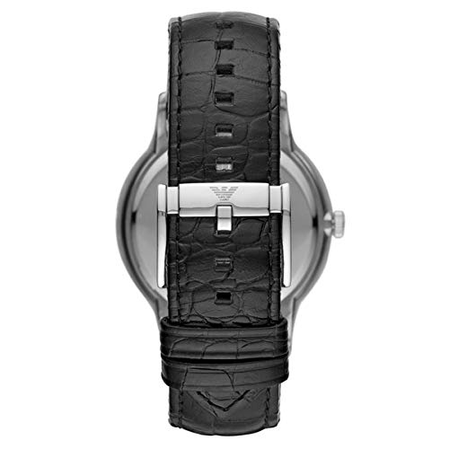 Emporio Armani Men's Calendar Date Watch with Black Leather Strap (AR11186)