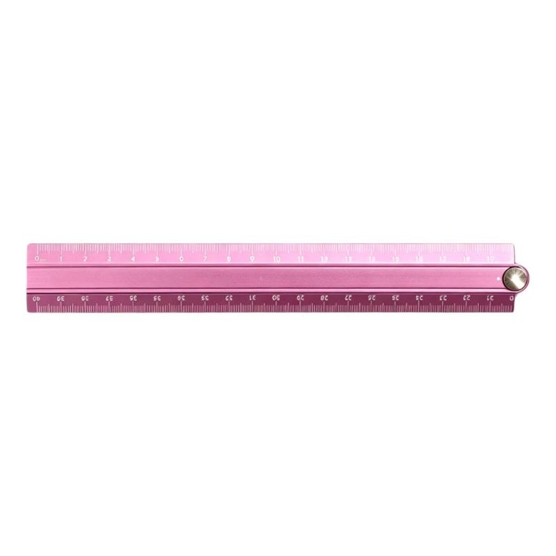 Scale-Lined Foldable Ruler with Metal Body and Center Joint for Drawing, Measuring, and Positioning Craft Layouts