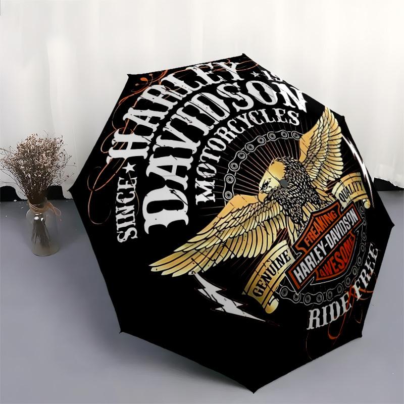1 Stück Harley Davidson Auto Süßer Regenschirm | Tragbar Faltbar 8-Rippen Manuell Öffnend, Süßes Halloween- & Weihnachtsgeschenk für Draußen, Lässiges Accessoire, Langlebig C
