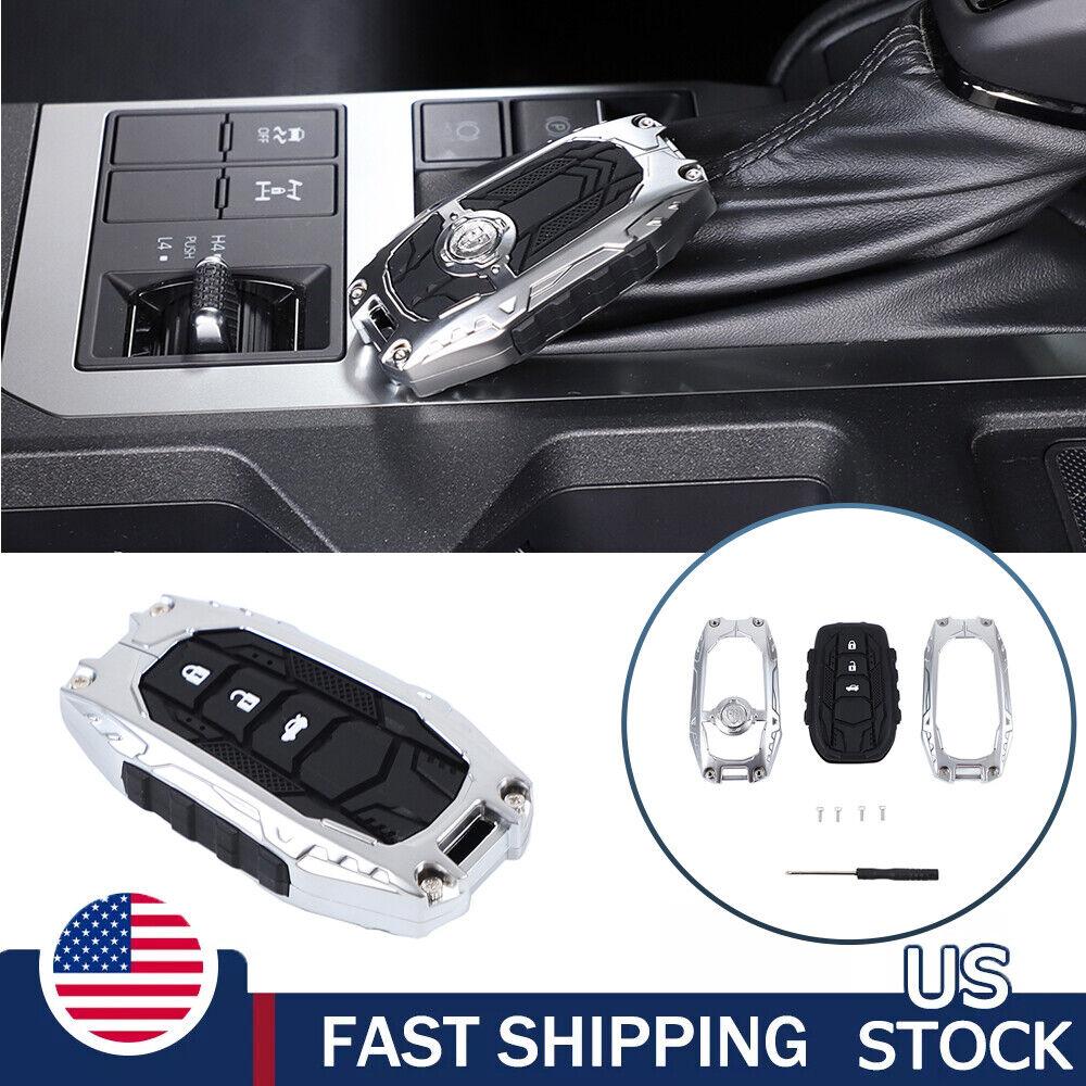 Mecha Silver Smart Key Fob Case Shell Cover For Toyota Land Cruiser LC250 24+