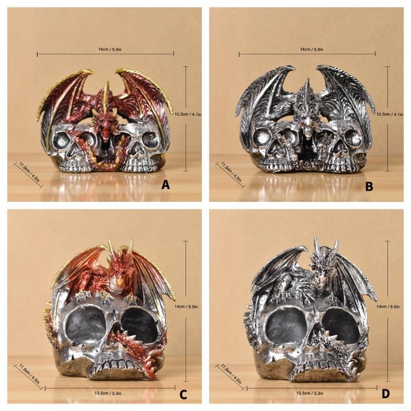 62KD Scary Dragon Skull Sculpture Halloween Decorative Resins Ornament Spices Stand