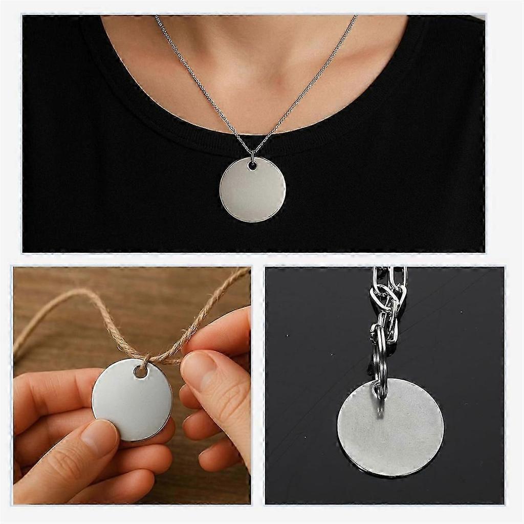 100pcs Metal Blank Dog Tags for Stamping Stainless Steel Key Tags for Engraving,Metal Stamping Blanks with Hole 1.2Inch