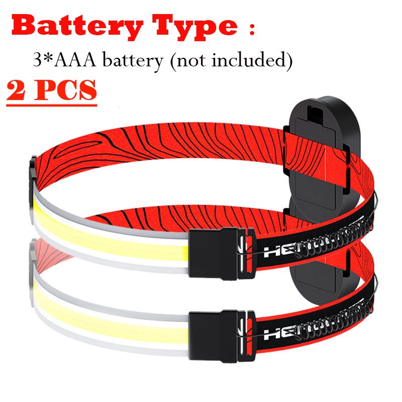 COB LED Strip Headlamp 3Mode 350LM Headlight Waterproof Outdoor Head Torch by AAA Battery Camping Hunting Fishing Mini Lantern