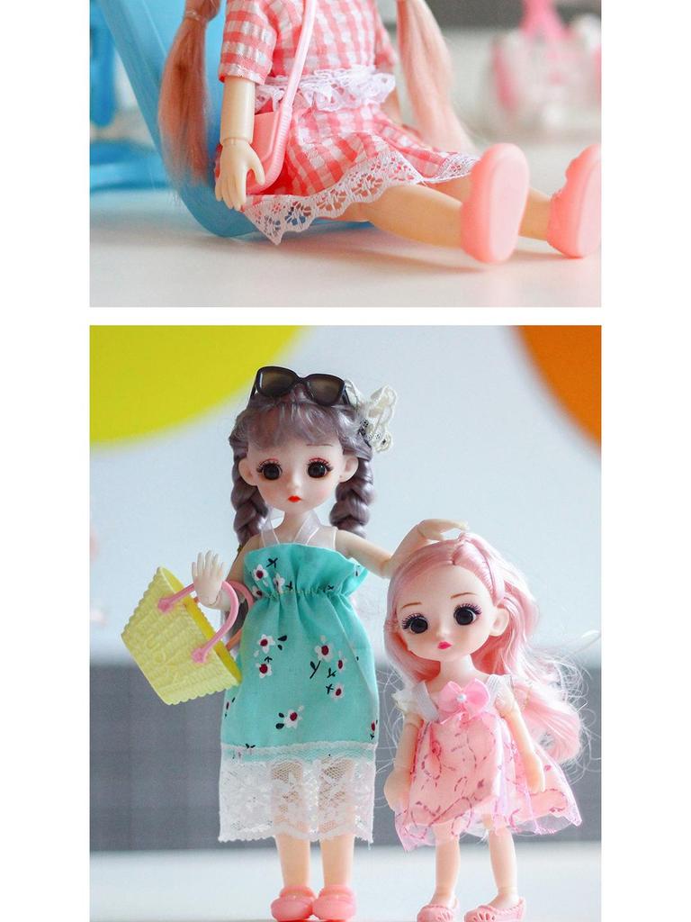24cm Dress-Up BJD Girl Doll Toy - Mother & Baby Doll Clothes Gift Set