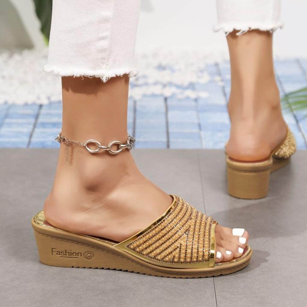 Women Slip On Wedge Sandals Open Toe Casual Summer Shoes Lightweight Comfortable Footwear for Daily Wear