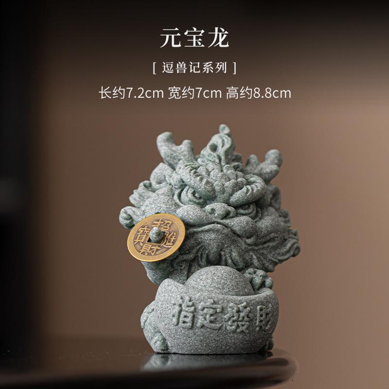 Kreative Glücksbringende Reichtum Grüner Sandstein Tee-Haustier Ästhetisches Aquarium Landschaftsgestaltung Tee-Figur Spielzeug Tee-Statue Ornamente