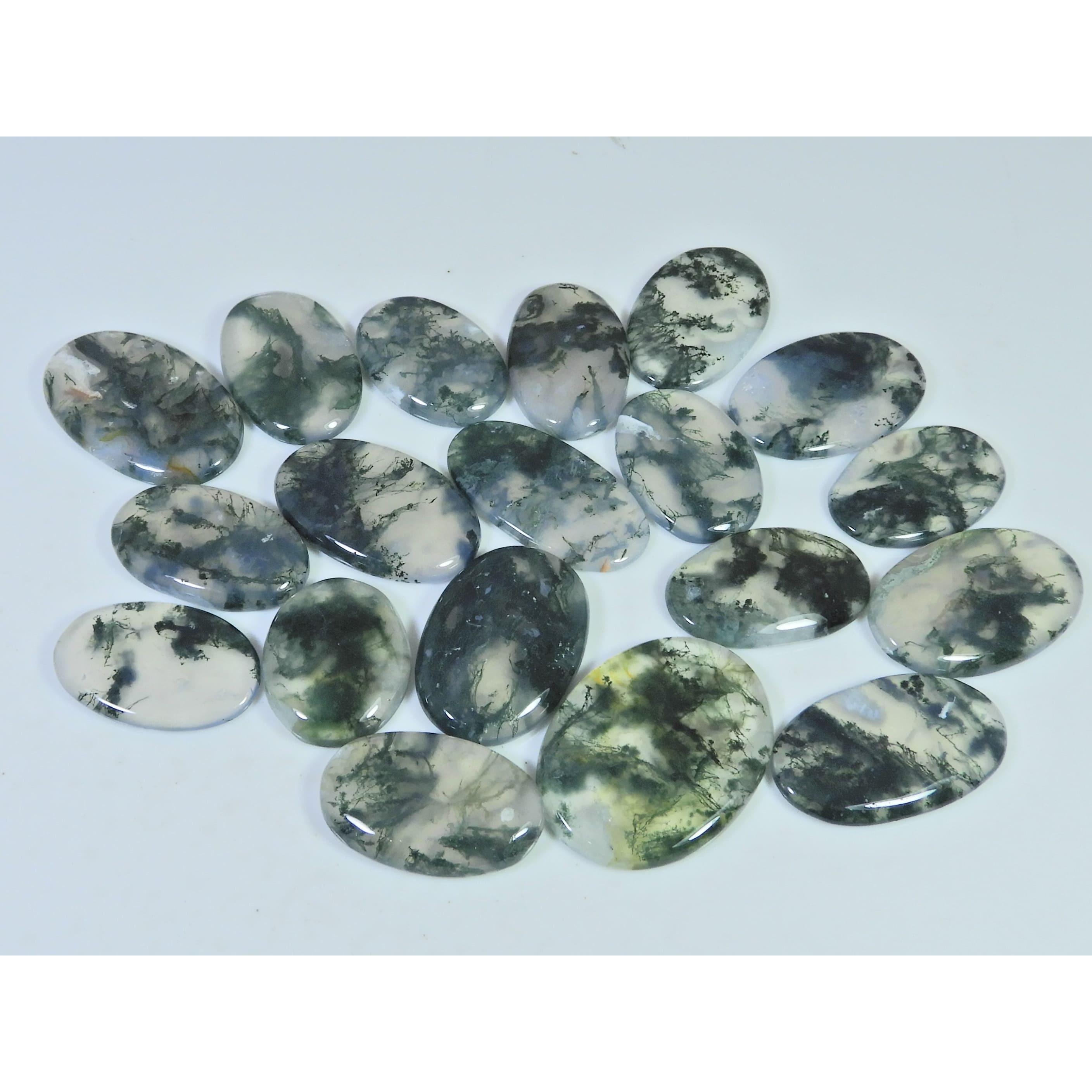 330Cts. Natural Moss Agate Opal Oval Cabachon Loose Gemstone 19 Pcs Lot C-2666
