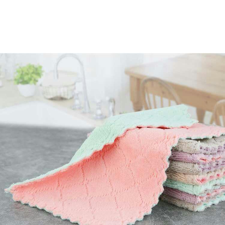 Soft and Absorbent Coral Fleece Disposable Dishcloths for Kitchen