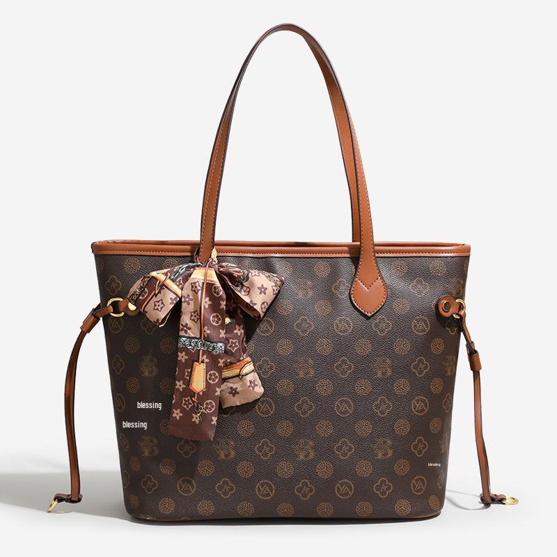 

Women s Large Retro Floral Tote Bag - High-End, Simple Design for Work and Commute