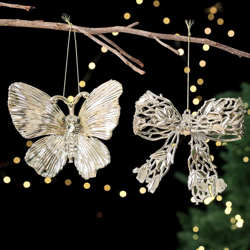 Christmas Tree Decor Ornaments With Gold Snowflake And Reindeer For Holiday Festivities