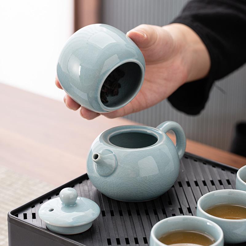 Ceramic Ge Kiln Kung Fu Travel Tea Set Set for Business, Real Estate, Banking, Corporate Event Gift, Portable Teapot