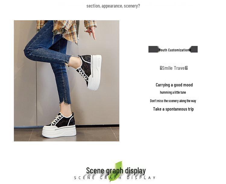Women's Height-Boosting Thick-Soled White Sneakers for Spring & Autumn A8905