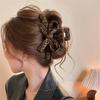Retro Leopard Print Bow Hair Claw Elegant Back Head Shark Clip Autumn Winter Hair Accessories