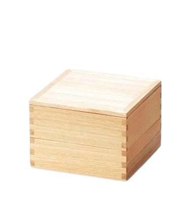 J-kitchens Outdoor Lunchbox (Bento-Box) Hergestellt in Japan, Holz, Schlicht lackierte Esche, 50 cm, zweistöckige Schachtel mit rotem Inneren (1 Satz) 15,1 cm Behälter
