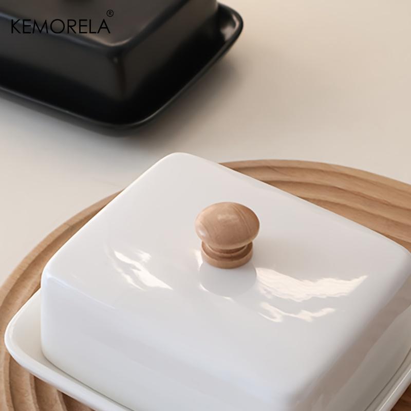 Ceramic Butter Dish with Lid Rectangular Sealable Cheese Storage Box High-End And Elegant for Kitchen & Restaurant Ome