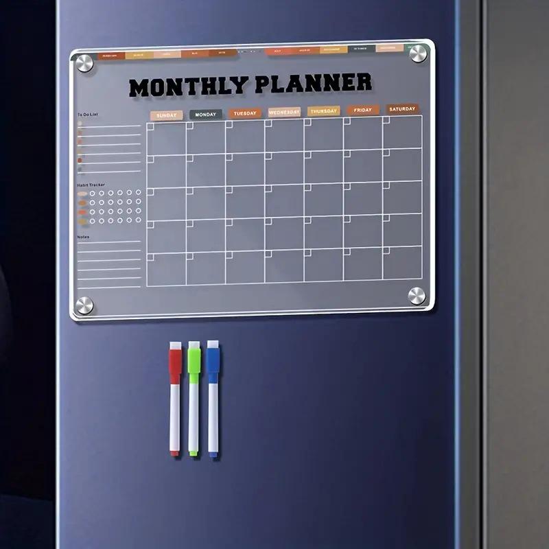 Clear Magnetic Acrylic Weekly Planner Erasable Fridge Message Board