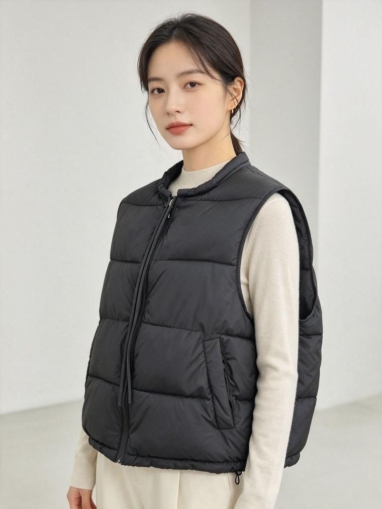 Light Cotton Vest Women's Short Autumn and Winter Korean Loose Round Neck Cotton Clothes Vest Thermal Vest Vest Vest Outside
