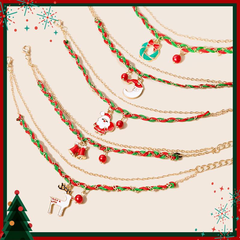 

Retro European & American Holiday Style Handmade Braided Christmas Bracelet for Women