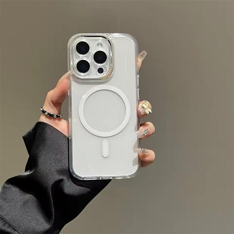 

Акриловое покрытие Прозрачный чехол для Magsafe для iPhone 16 15 14 13 Pro Max Plus Магнитный беспроводной чехол для зарядки Защитная линза iPhone 13 прозрачный