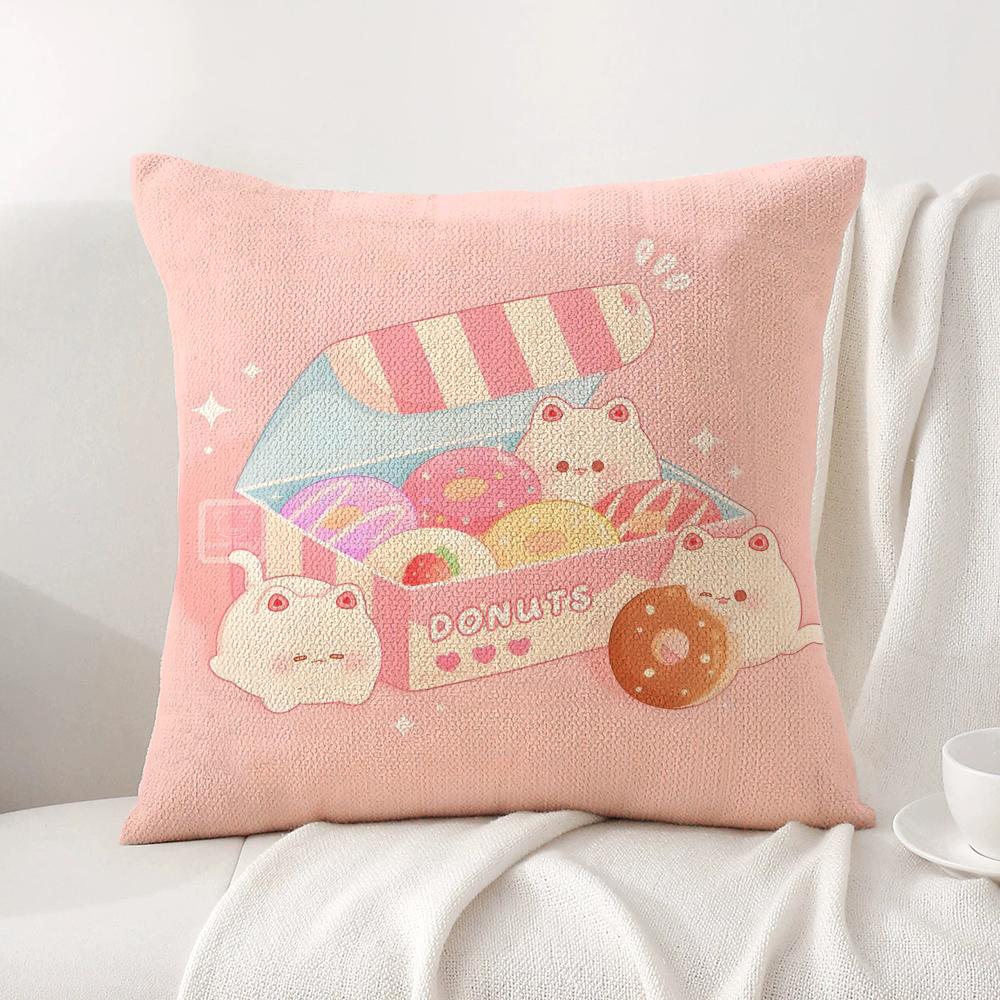

Cartoon DDonuts Cushion Cover Natural Linen Organic Fabric DoubleSided Printing Sofa Home Decor Breathable Bed Pillow 30x30cm