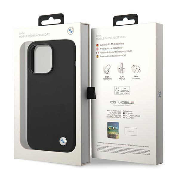 Etui do iPhone 15 Pro BMW Silicone Metal Logo Czarne