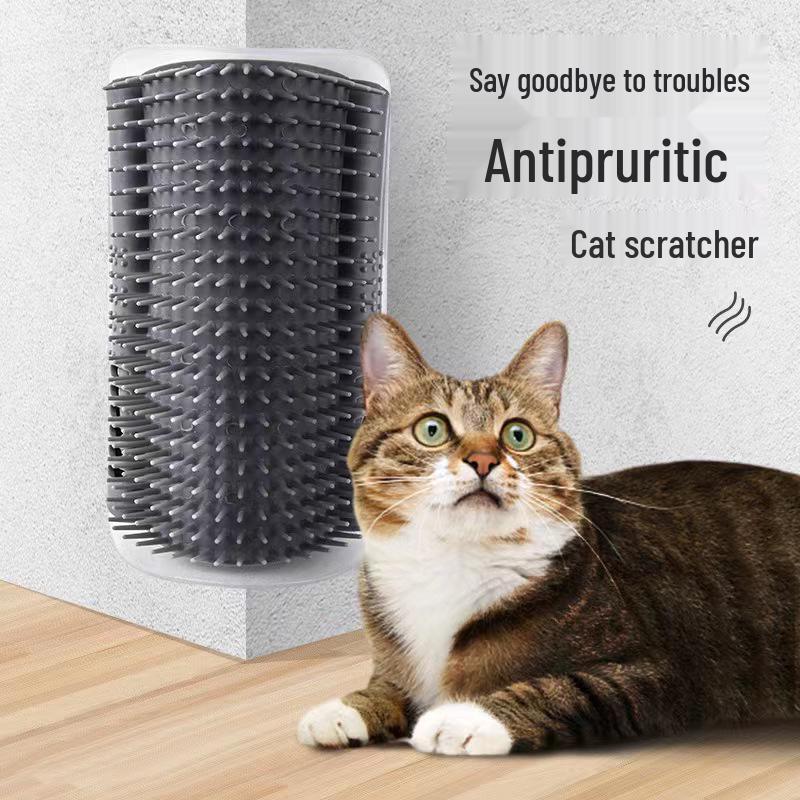 Corner Cat Scratcher & Fur Remover Comb with Catnip Toy