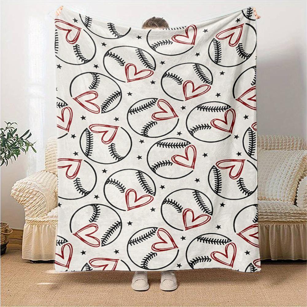 Baseball Theme Printed Blanket - Perfect for Couch, Bed, Travel & Outdoor Use | Machine Washable, Cozy & Durable.