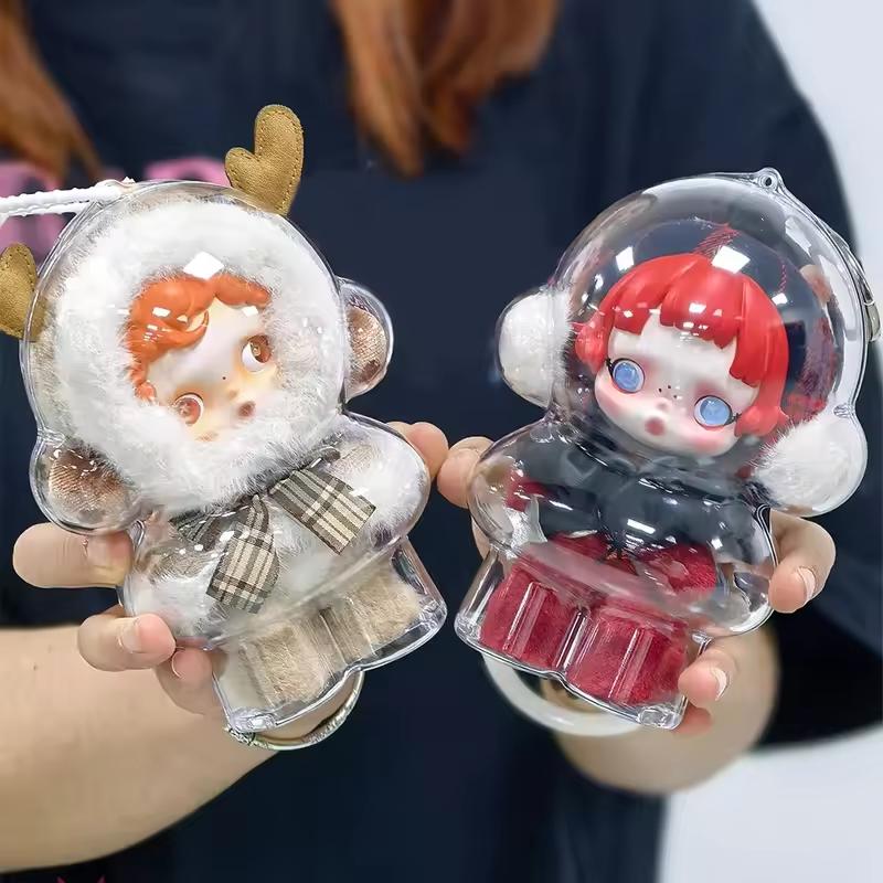 Non-Toxic Transparent Protective Case For Skull Panda Winter Movement For Sp Doll Portable Cable Organizer Box Storage Case