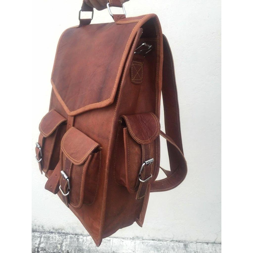 Leather New Men's Vintage Shoulder Bag Rucksack Backpack Laptop Travel