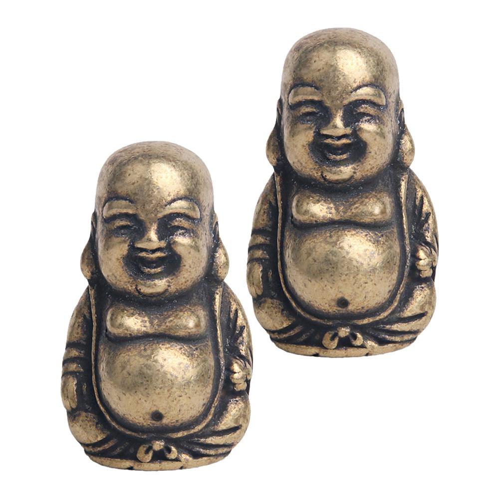 2Pcs Brass Maitreya Buddha Style Desktop Ornament Creative Compact Brass Craft Decor Indoor Home Office China Mainland