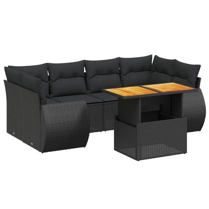 VidaXL Garden Lounge Set with Cushions 7 Pcs, Patio Sofas, Patio Furniture Set, Outdoor Furniture, Black 3272091