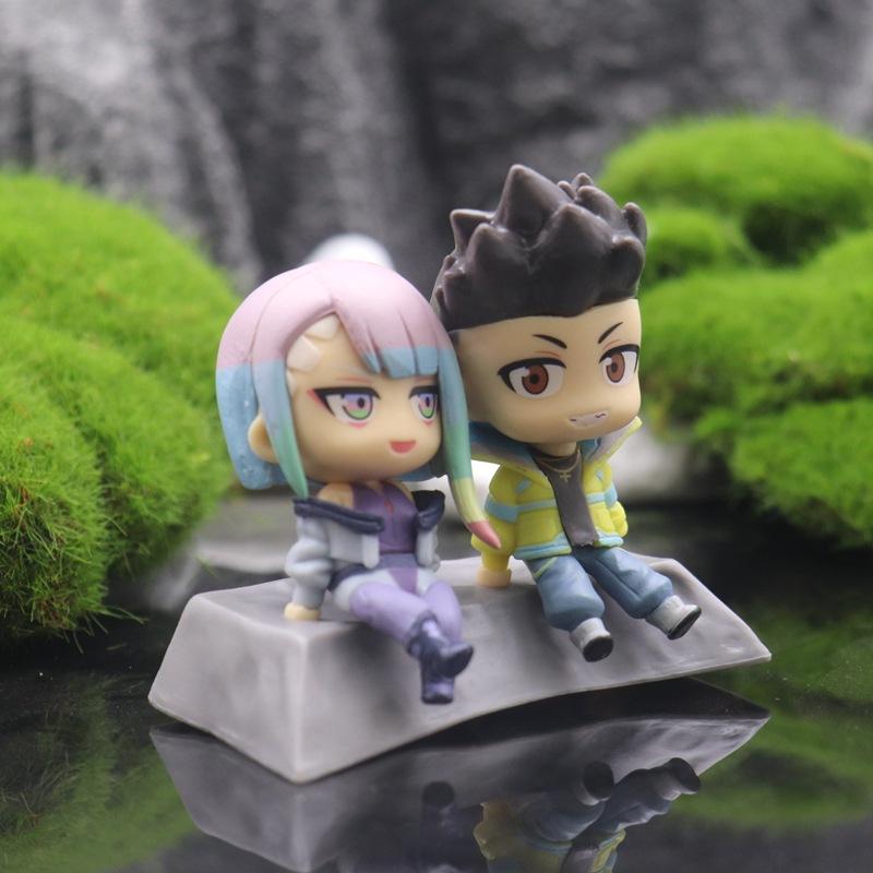 2pcs/Set Cute Cyberpunk Lucy Rebecca David Action Figure Toys Collection Model Toys Gifts