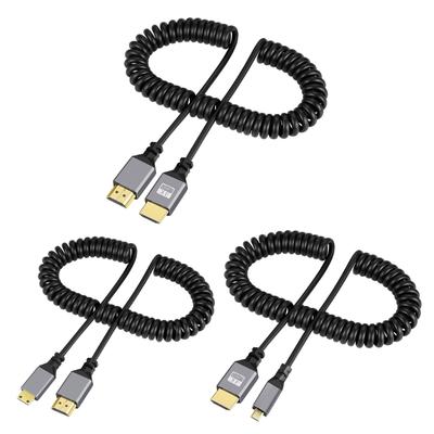 HDMI-compatible 4K Coiled Cable, HDMI-compatible 2.0 Version High Speed Cable, Male To Male Adapter Spring Spiral Cord