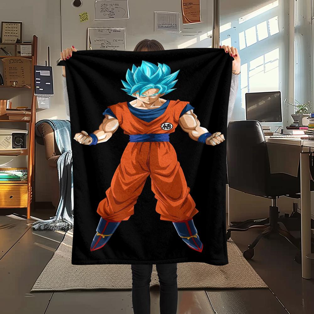 

Фланелевое одеяло с принтом персонажей Dragon Ball, Высококачественное, Удобное для всех сезонов, Декор для дома, Тепло и уют, Идеально для рождественских подарков 80cm x 120cm