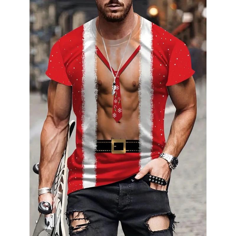 Christmas T-Shirts for Men Summer Funny 3D Print Men's T-Shirts O-Neck Man Short Sleeve T-Shirt Casual Loose Fashion Clothing