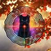 Schwarze Katze Metall Windspiel Outdoor Hängende Dekoration 2D Kinetische Kunst Weihnachts-Erntedank-Geschenk Kein Strom Benötigt Garten Terrasse
