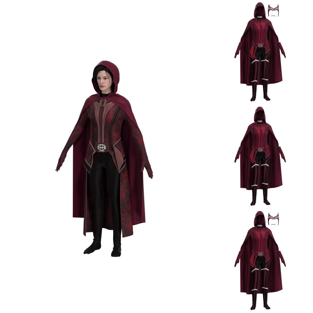 Marvelous Scarlett Witch Role Play Costume For Adult Children Jumpsuit Headdress And Cloak Included