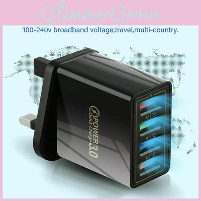 Colorful 4 Usb Phone Charger 3a Tablet Travel Charger Eu Plug Charging Head