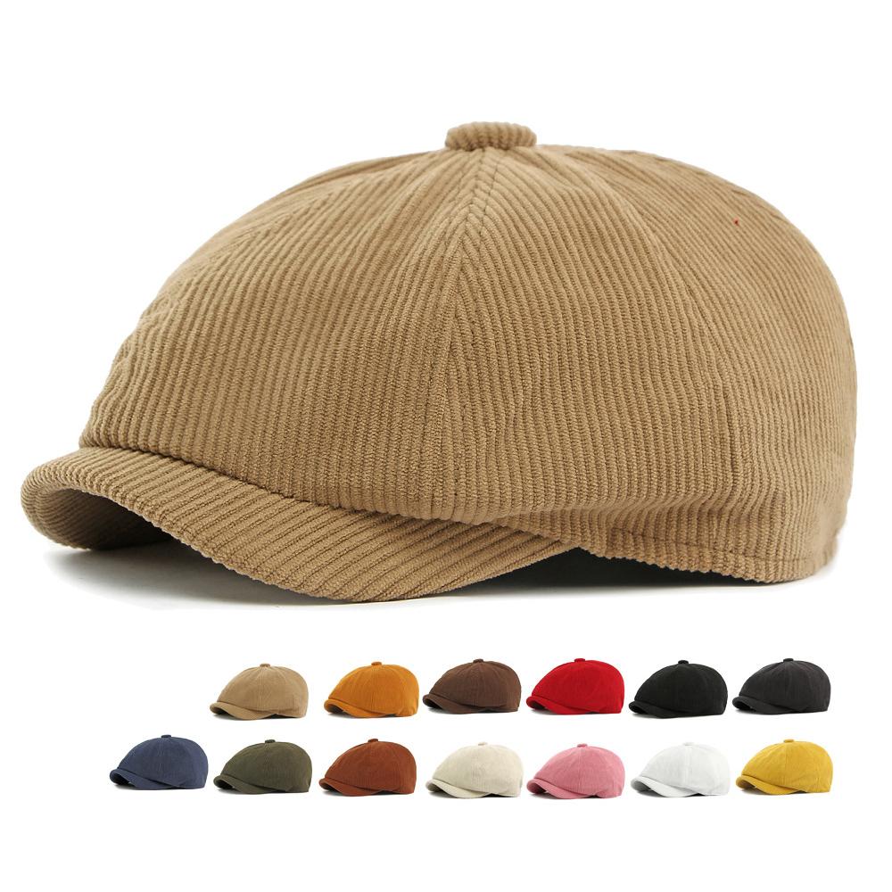 Herbst Winter Mütze Herren Damen Achteckige Mütze Dick Warm Corduroy Britisch Vintage Newsboy Mütze