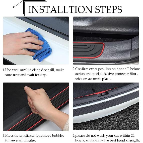Car Rear Bumper Protector Guard, Universal Rubber Scratch Resistant Trunk Door Entry Guards Accessory Trim Cover, Scratch-Resistant Boot Sill