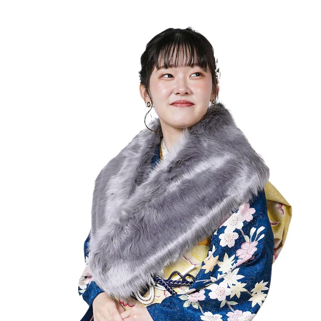 Amemari Fur Shawl for and Features a Clip and Hook Stole and Muffler In Shadow and Authentic Perfect for and Perfect for Winter Cold Cute and Stylish