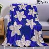 Purple Blue Floral Ultra Soft Sherpa Fleece Blanket Fluffy Warm Halloween Cozy Throw for Sofa Couch Bedroom Gift All Season